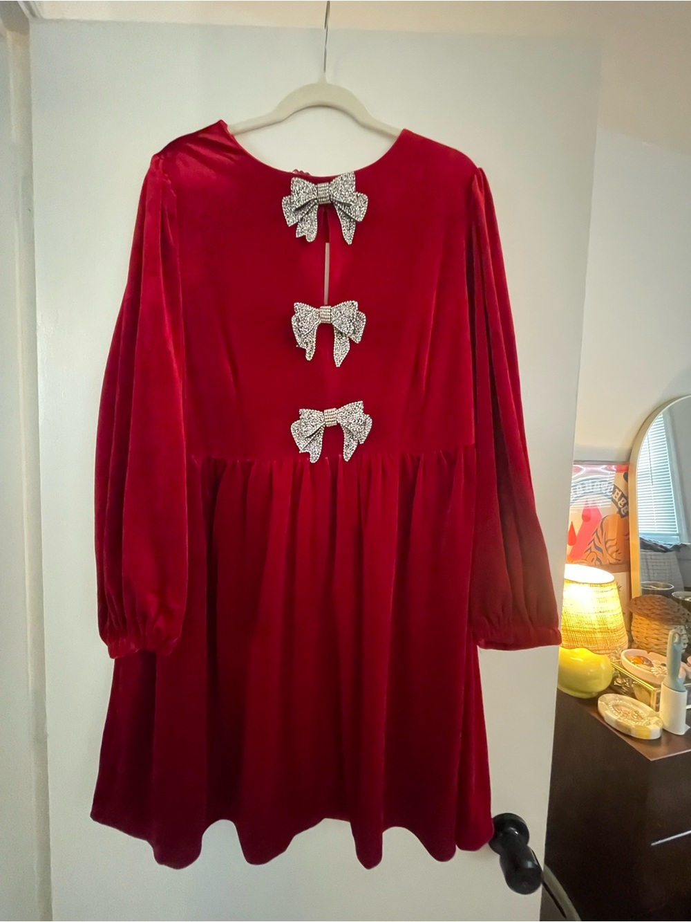 SugarLips Red Velvet Bow-Accent Women's Dress - NWT - Size 2X - Picture 6 of 14